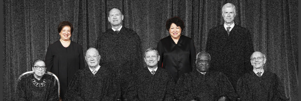 A photo of people who were US Supreme Court justices in February 2018.