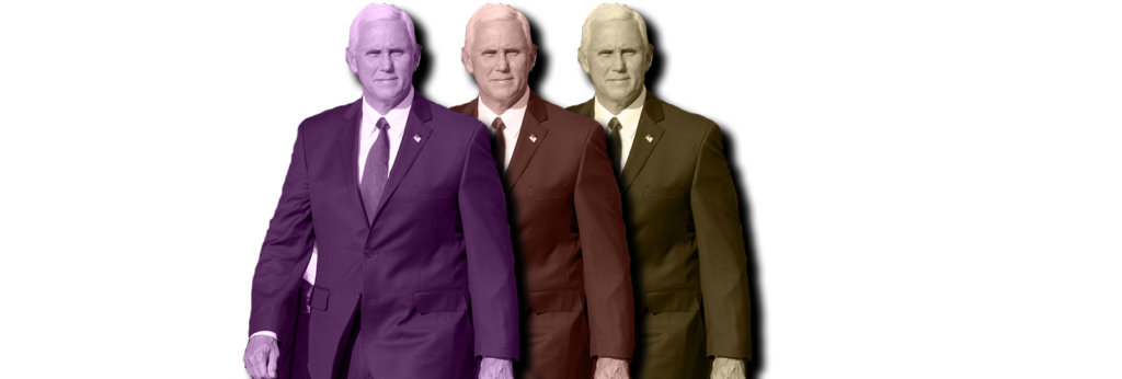 A collage of three photos of Mike Pence