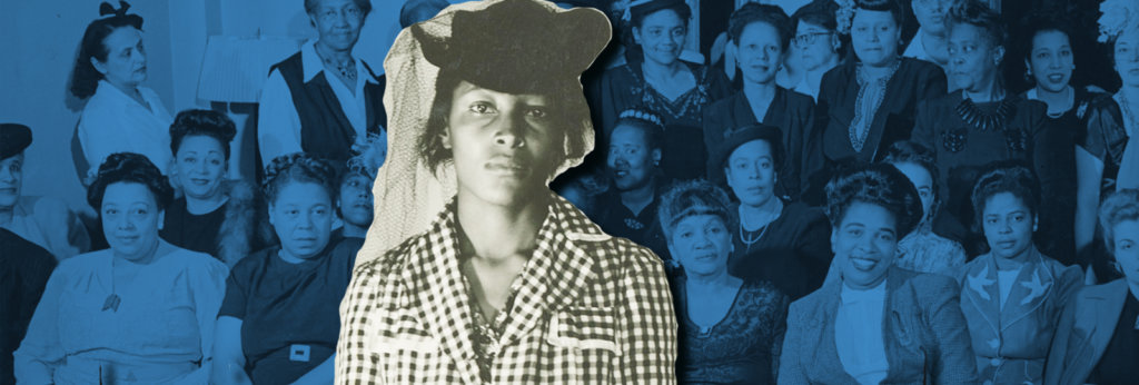 A photo of Recy Taylor, a Black woman, with Black women behind her.