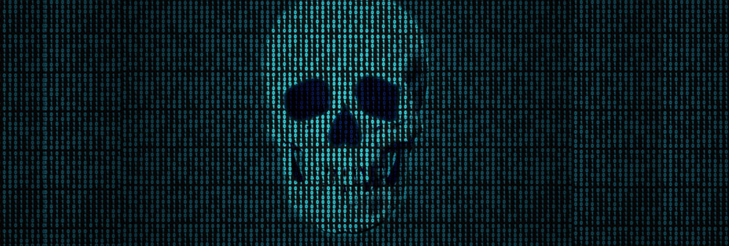 An image of a skull being made up of data points.