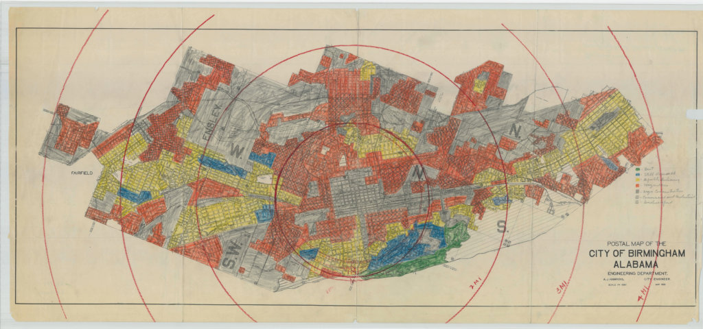 A photo of a map of Birmingham, Alabama.