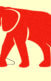 An illustration of a red elephant holding a hanger with its trunk.